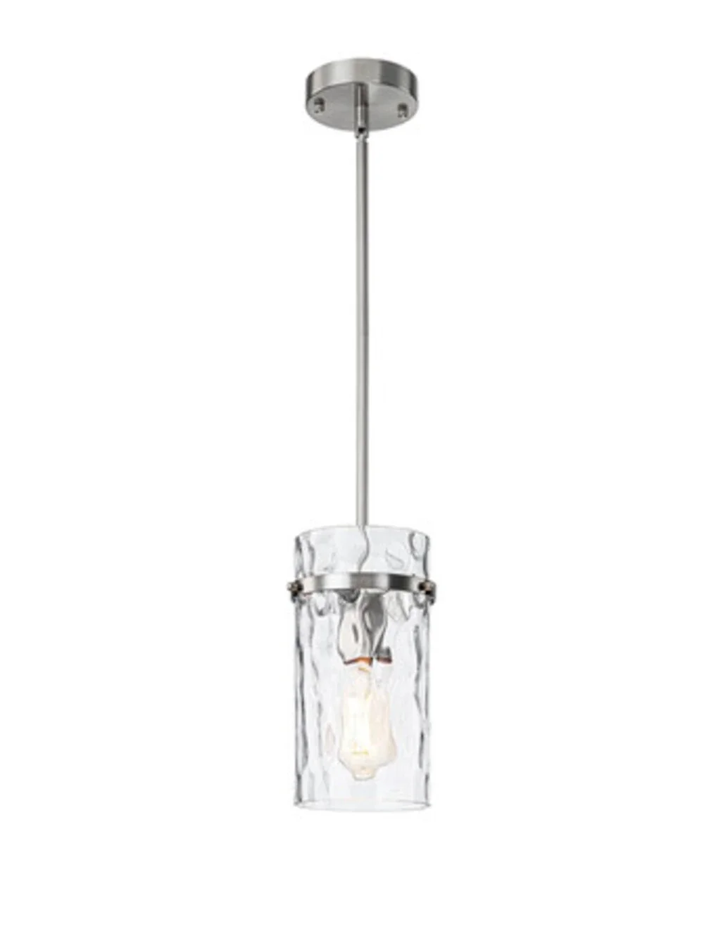 Modern Brush Nickel Hammered Glass Pendant Lights Kitchen Dining Room